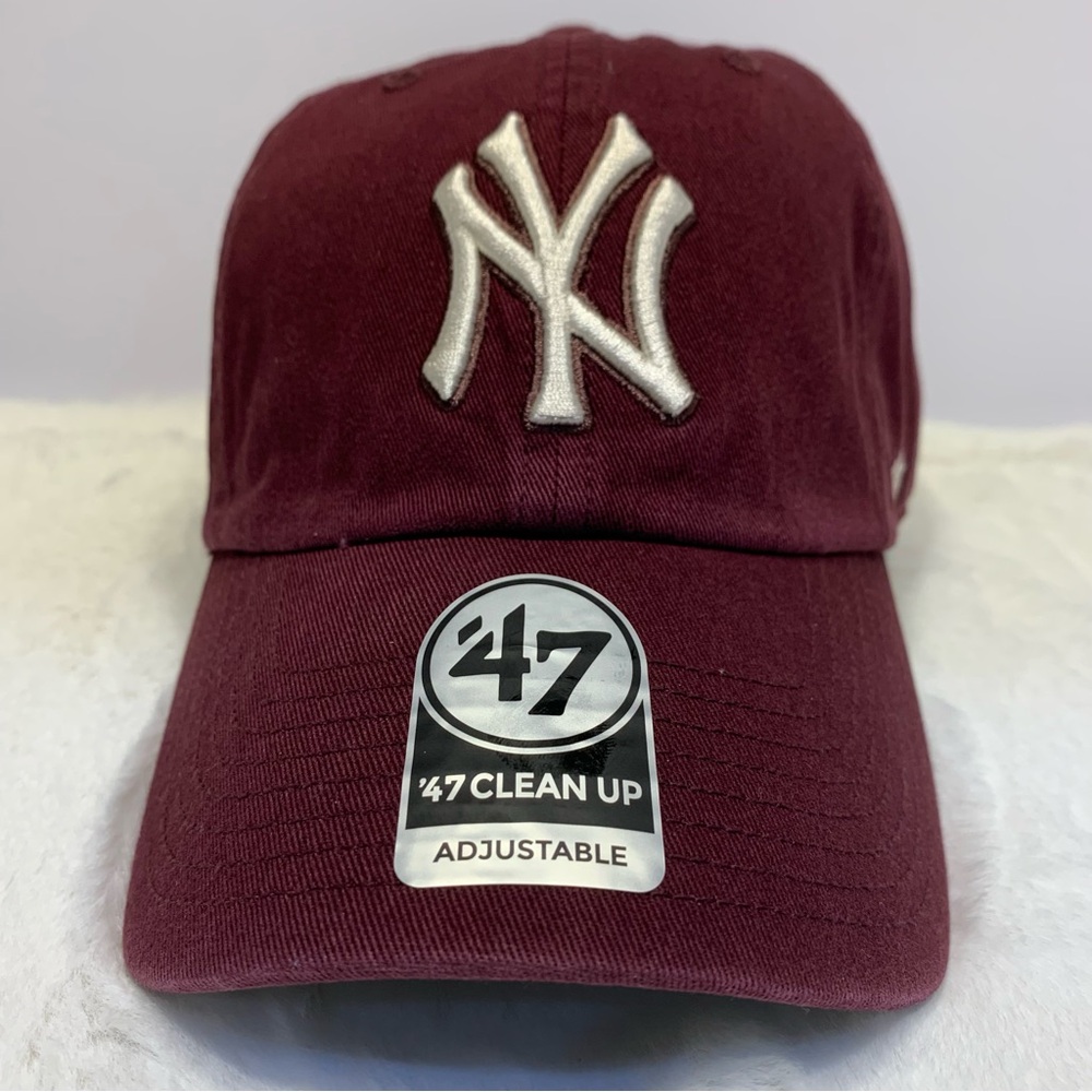 New York Yankees Men’s Maroon 47 Brand Clean Up Adjustable Hat